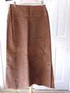New Mexico Artisan Cowhide Skirt, Pam Dietrich Suede Clothing, Cognac Leather Skirt