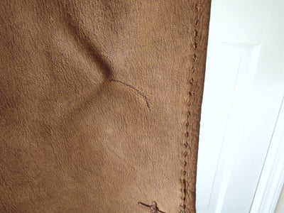 New Mexico Artisan Cowhide Skirt, Pam Dietrich Suede Clothing, Cognac Leather Skirt