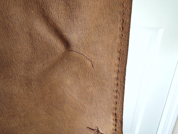 New Mexico Artisan Cowhide Skirt, Pam Dietrich Suede Clothing, Cognac Leather Skirt