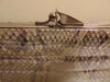 Vintage Snakeskin Metallic Clutch, Silver Shoulder Bag, Wedding Purse