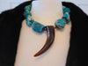 Turquoise Nugget Necklace Earring Set, Sterling Silver, Horn Medallion