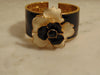 Kenneth Jay Lane Camellia Flower Clamper Bracelet Black And White