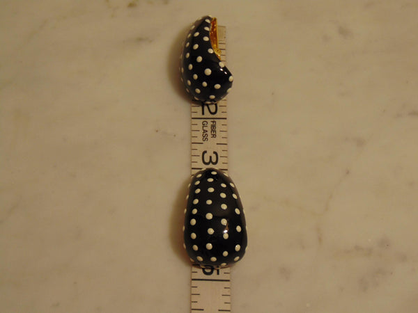 Kenneth Jay Lane Black And White Poke A Dot Clip On Earrings 1990s