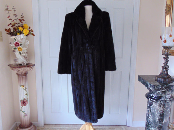 Genuine Mink Fur Coat Full Length, Preloved Vintage Long Black Furs