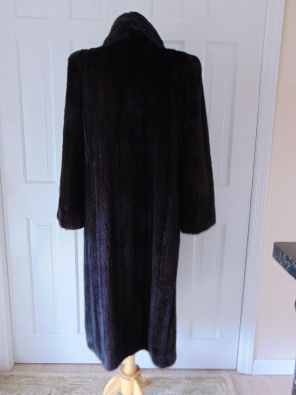 Genuine Mink Fur Coat Full Length, Preloved Vintage Long Black Furs