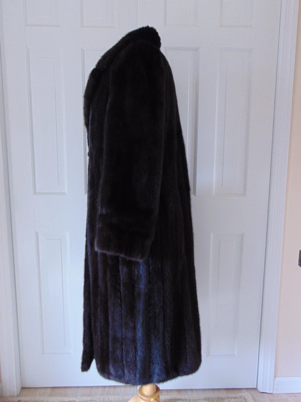 Genuine Mink Fur Coat Full Length, Preloved Vintage Long Black Furs
