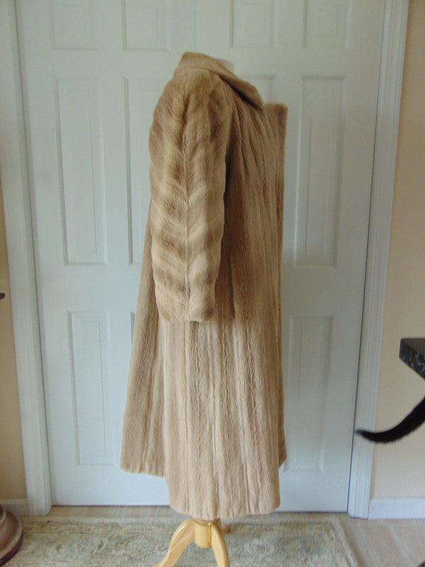 Vintage Bob Mackie Sheared Mink Fur Coat, Long Sand Beige