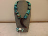 Turquoise Nugget Necklace Earring Set, Sterling Silver, Horn Medallion