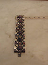 Sterling Amethyst Panel Bracelet, Mexican Silver Rodeo Jewelry