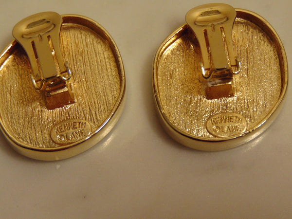 Kenneth Jay Lane Goldtone Faux Turquoise Ring An Interior Adjuster Sized 5-8 Matching Clip Earrings