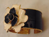 Kenneth Jay Lane Camellia Flower Clamper Bracelet Black And White