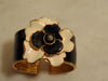 Kenneth Jay Lane Camellia Flower Clamper Bracelet Black And White