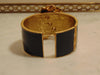 Kenneth Jay Lane Camellia Flower Clamper Bracelet Black And White