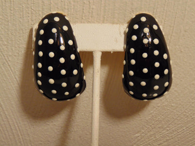 Kenneth Jay Lane Black And White Poke A Dot Clip On Earrings 1990s