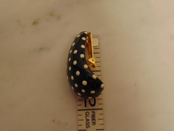 Kenneth Jay Lane Black And White Poke A Dot Clip On Earrings 1990s
