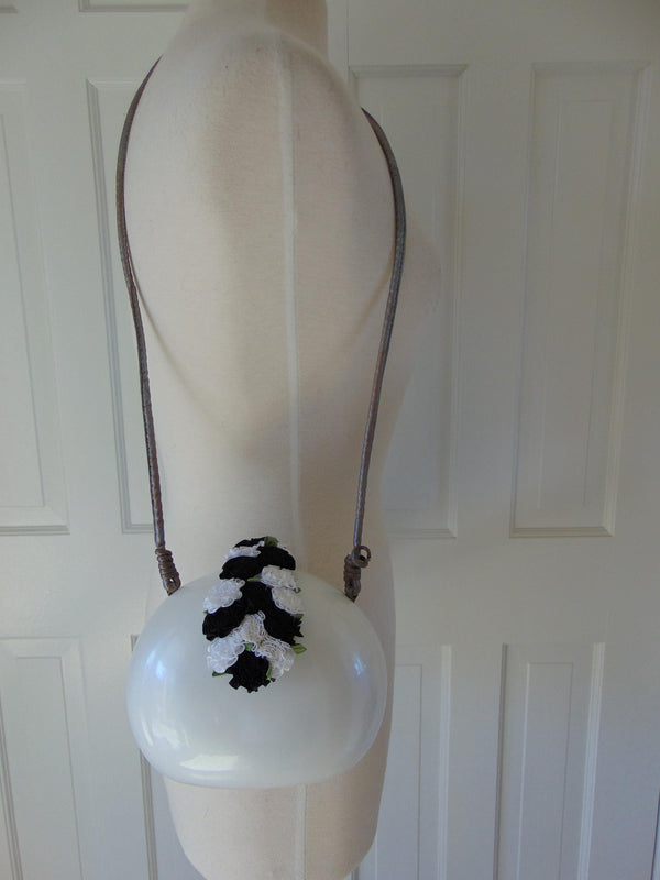 Vintage Timmy Woods Black And White Floral Purse, Wedding Purses, Rare Flower Purse