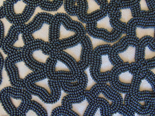 Black Beaded Clutch Roberta Freyman, Wedding Clutch, Vintage Preloved Cotton Bead Purse