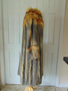 Long Genuine Vintage Preloved Gray And Red Fox Fur Coat, Unisex Fox Fur Coat