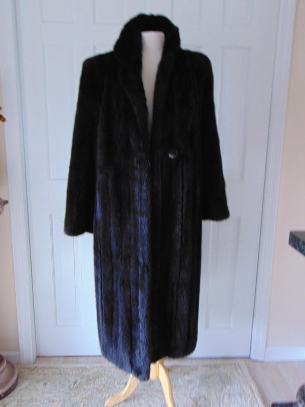 Genuine Mink Fur Coat Full Length, Preloved Vintage Long Black Furs