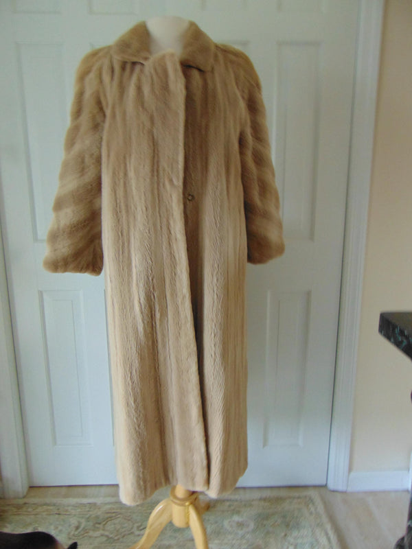 Vintage Bob Mackie Sheared Mink Fur Coat, Long Sand Beige