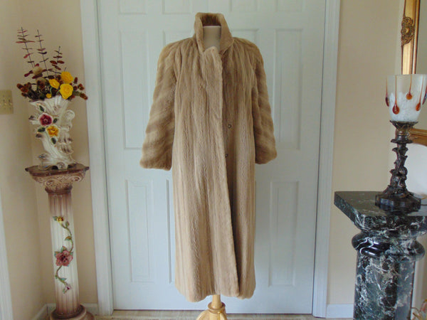 Vintage Bob Mackie Sheared Mink Fur Coat, Long Sand Beige