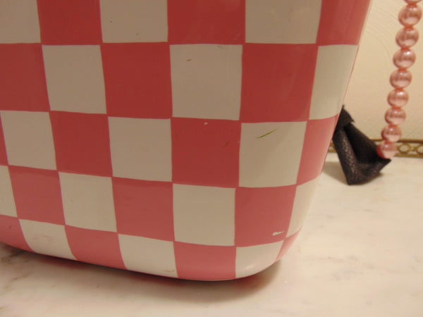 Timmy Woods Preloved Vintage Twin Siamese Cat Pink And White Checked Purse