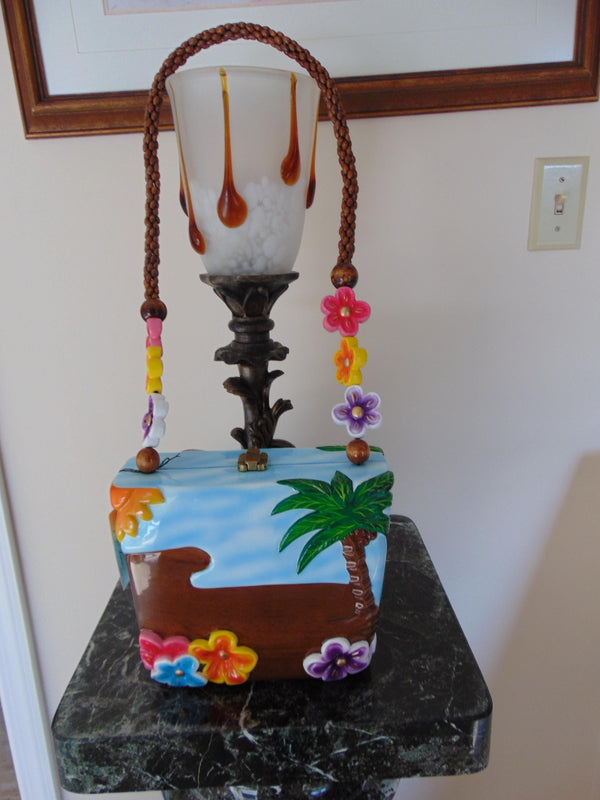 Timmy Woods Pink Flamingo Purse, Tropical Wooden Handbag, Wearable Art