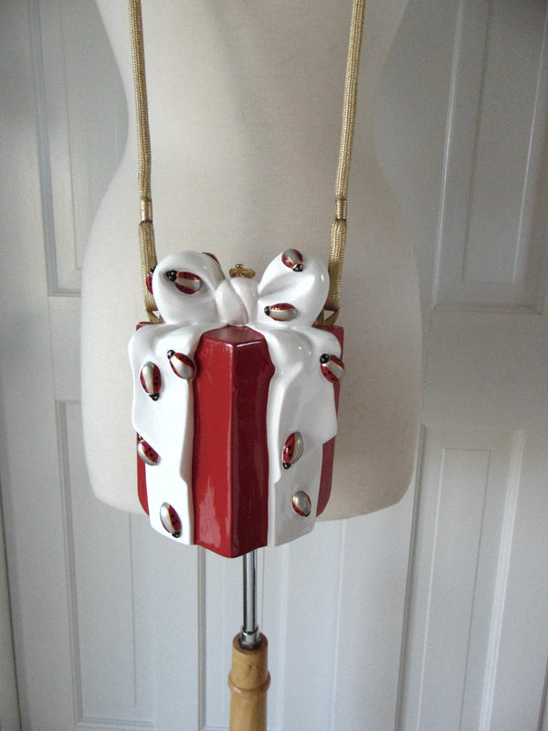 Timmy Woods Ladybug Gift Purse, Vintage Christmas Bag, Crossbody Shoulder Purse