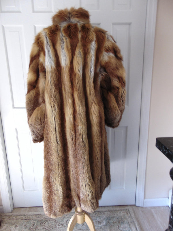 Ladies Red Fox Full Length Fur Coat, Genuine Red Fox Fur Unisex