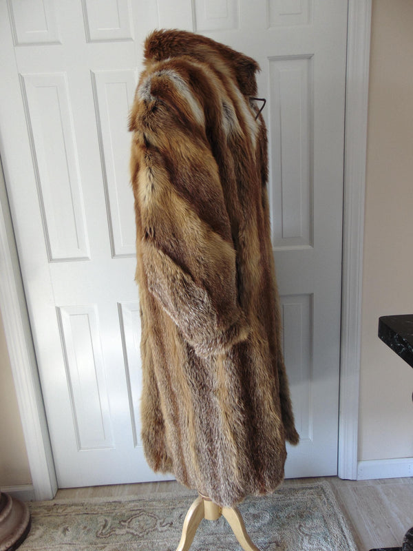 Ladies Red Fox Full Length Fur Coat, Genuine Red Fox Fur Unisex