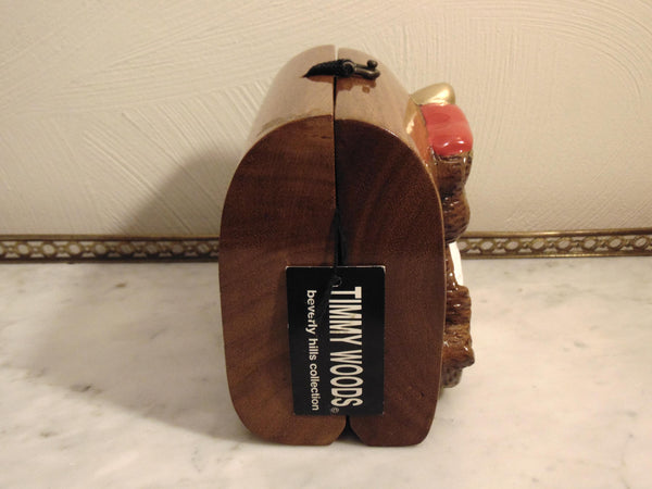 Timmy Woods Vintage Wooden Teddy Bear Golf Purse, Preloved Wearable Art Purses
