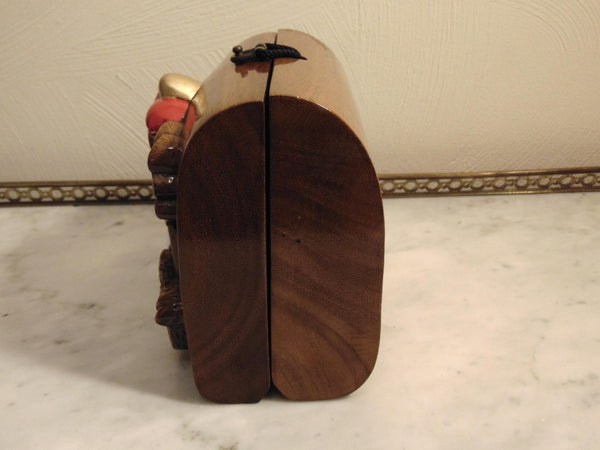 Timmy Woods Vintage Wooden Teddy Bear Golf Purse, Preloved Wearable Art Purses