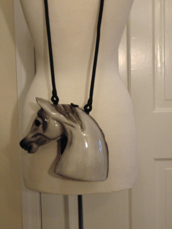 Wooden Timmy Woods Gray Horse, Preloved Vintage Rare Horse Purse, Equestrian Purses