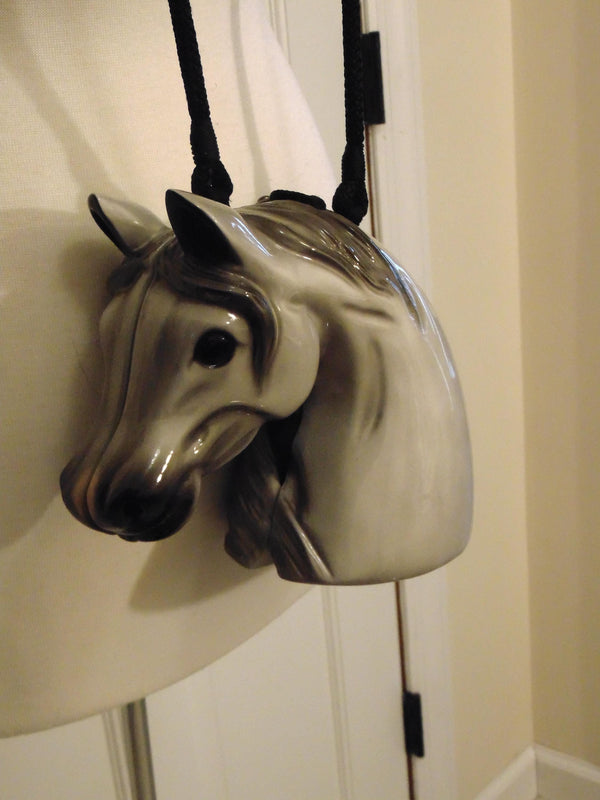 Wooden Timmy Woods Gray Horse, Preloved Vintage Rare Horse Purse, Equestrian Purses