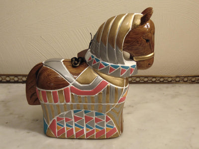 Vintage Timmy Woods Painted Pony Purse, Equestrians Crossbody Purse, Wooden Horse Decor