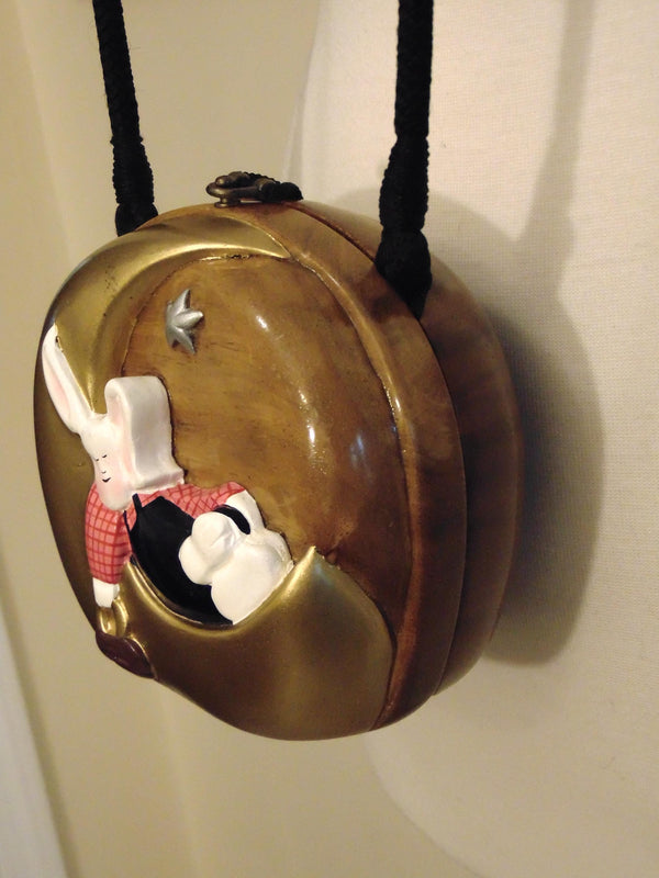 Timmy Woods Rabbit on Moon Wooden Crossbody Purse - Retired