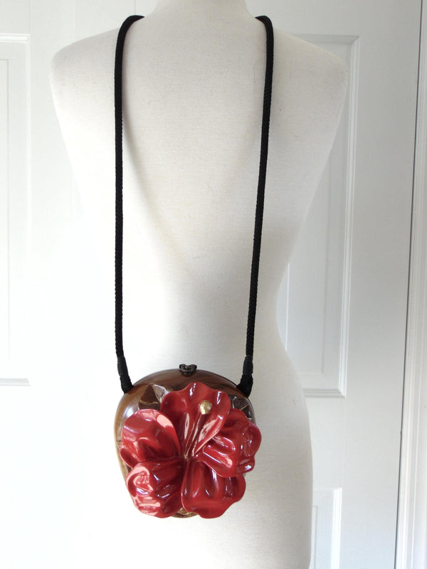 Vintage Timmy Woods Red Hibiscus Purse, Spring Summer Purses