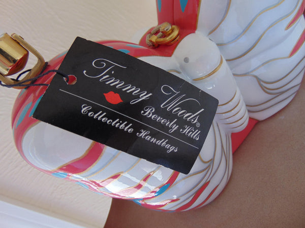 Timmy Woods Wooden Butterfly Pink And White Purse, Spring Summer Wedding Purse