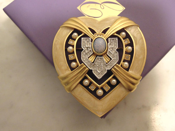 Heart Of Hollywood Collection By Elizabeth Taylor Heart Brooch Matching Clip Earrings