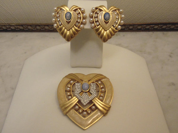 Heart Of Hollywood Collection By Elizabeth Taylor Heart Brooch Matching Clip Earrings