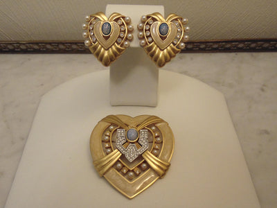 Heart Of Hollywood Collection By Elizabeth Taylor Heart Brooch Matching Clip Earrings