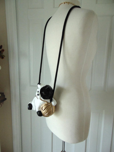 Handcrafted Wooden Cat Purse By Timmy Woods, Wooden Kitty Statue Decor Black And White