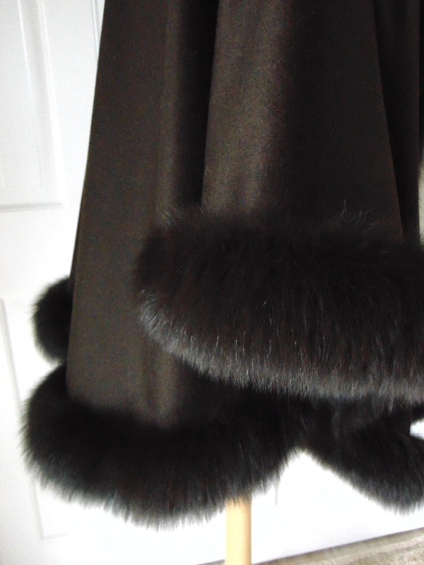 One Size Brown  Shawl Trimmed In Fox Fur, Peri 100% Wrap Brown