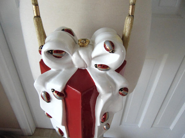 Timmy Woods Ladybug Gift Purse, Vintage Christmas Bag, Crossbody Shoulder Purse