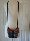 Vintage Timmy Woods Wooden Butterfly Purse Embellished With Crystals, Spring Summer Wooden Purses