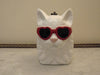 Timmy Woods Wooden White Cat Purse, Preloved Kitty Cat Purses, Handmade Wood Kitten Statue
