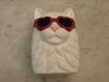 Timmy Woods Wooden White Cat Purse, Preloved Kitty Cat Purses, Handmade Wood Kitten Statue