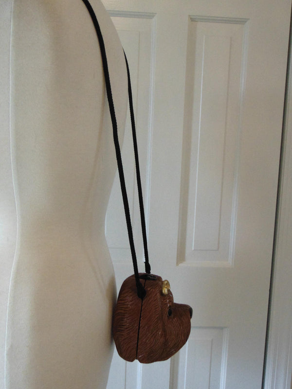 Timmy Woods Wooden Puppy Purse Collectible, AKA Dog Show Purses, Vintage Preloved Animal Purse