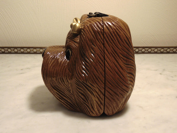 Timmy Woods Wooden Puppy Purse Collectible, AKA Dog Show Purses, Vintage Preloved Animal Purse