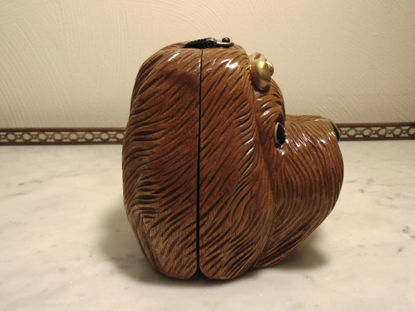 Timmy Woods Wooden Puppy Purse Collectible, AKA Dog Show Purses, Vintage Preloved Animal Purse